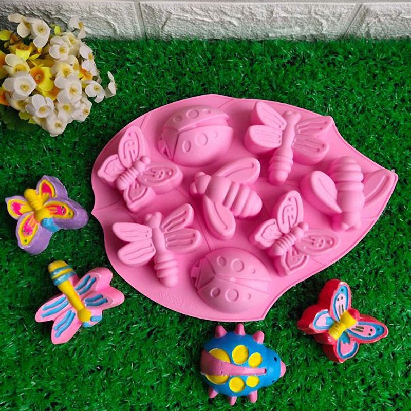 HiParty 2Pcs 8 Cavity Insect Butterfly Dragonfly Bee Ladybug Silicone Cake Molds Ice Tray Pudding Jelly Dessert Chocolate Mould Baking Cake Pan Fondant Cake Mold Baking Bakeware Tool - Image 4